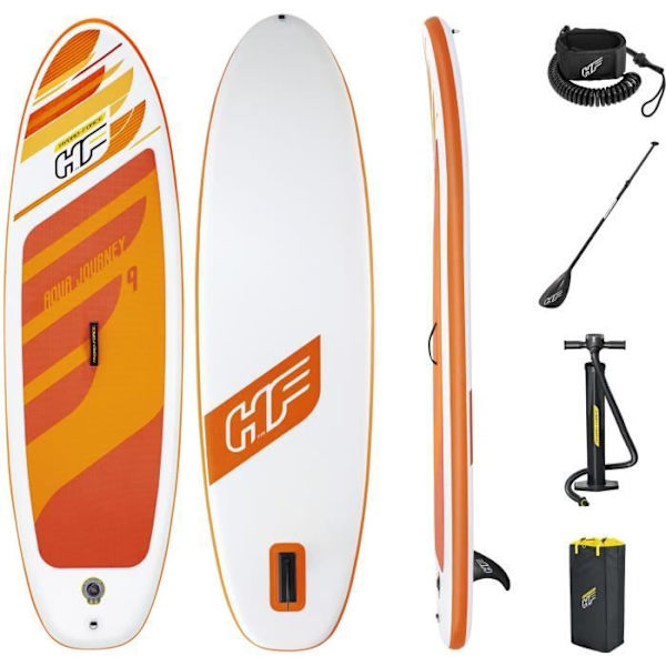 BESTWAY Hydro-Force oppustelig SUP-padle - Aqua Journey - 274 x 76 x 12 cm Orange og hvid