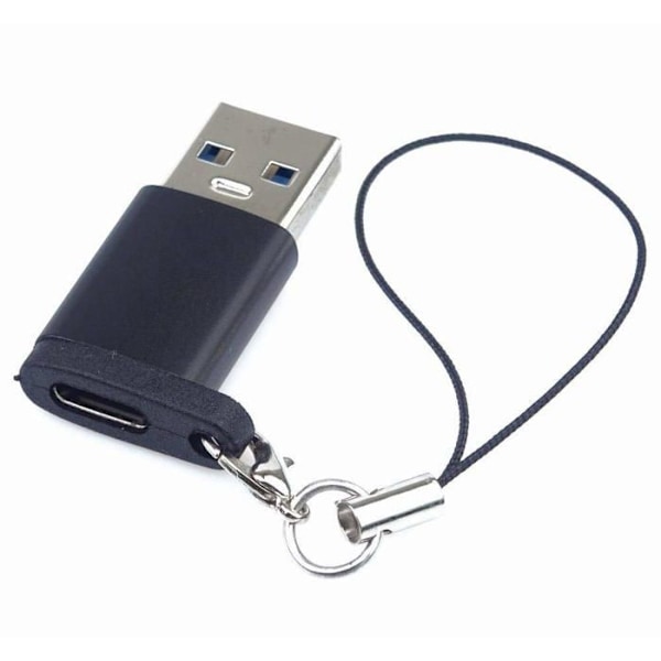 Premiumcord USB 3.0 till USB-C-adapter, USB 3.0 typ A hane, USB 3.1 typ C hona, svart med hängande ögla.