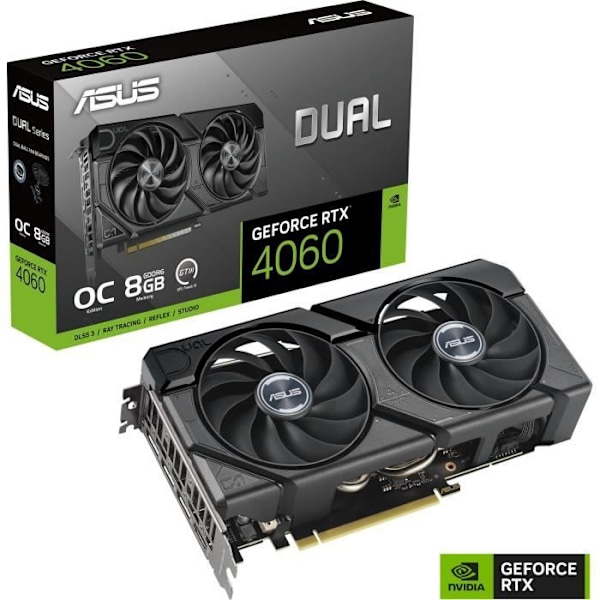 Grafikkort - ASUS - Dual -RTX4060-O8G-EVO NVIDIA GeForce RTX 4060 8 GB GDDR6 Sort