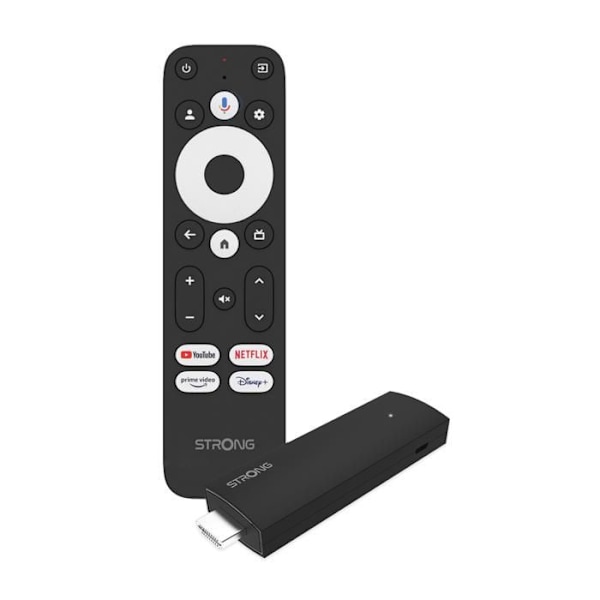 STRONG - LEAP-UNA - Streaming Box Android TV 2K - Chromecast - Wifi 5 - Bluetooth - Google Röstassistent - Netflix - Prime - HDR Svart