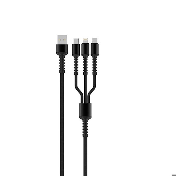Universell kabel 4 i 1, USB, Type-C, Lightning, Micro-USB, 20 W, 1,2 m - ColorWay (CW-CBU3003-GR) - Silver