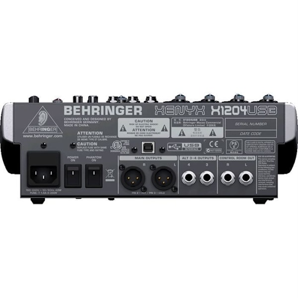Analogmikser BEHRINGER Xenyx X1204USB - 12 indgange - Indbygget USB-port - 24-bit stereo effekter processor