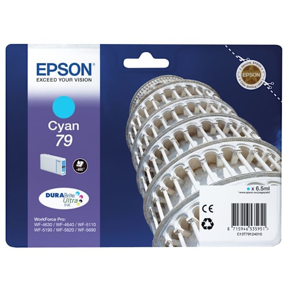 EPSON 79 Cyan blækpatron - Kompatibel med Epson WorkForce Pro - 6,5 ml - 800 sider