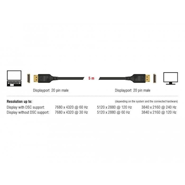 DELOCK 85660 DisplayPort-kaapeli - 2m - 8K-tuki - Kolminkertaisesti suojattu