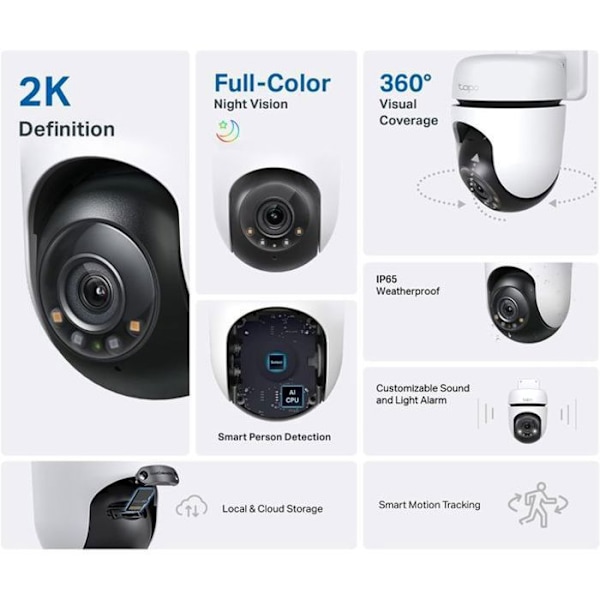 TP-Link Tapo C510W panoramisk/tiltbar utomhus Wi-Fi säkerhetskamera