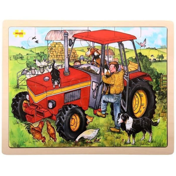 Bigjigs Tray Puzzle - Traktor Flerfarvet