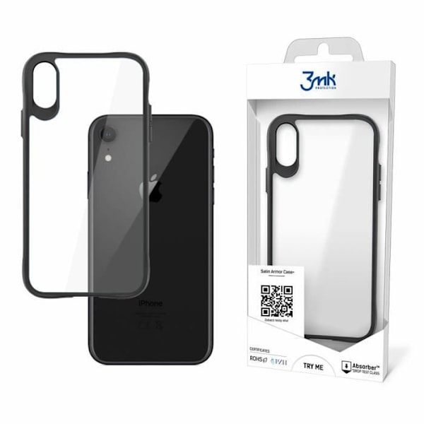 3MK Apple iPhone Xr smartphone cover - Satin Armor - Absorber185 beskyttelse - gennemsigtig/sort