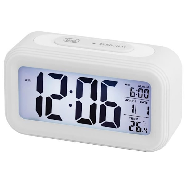 Vækkeur - TREVI - SLD 3068 S - Stort LCD-skærm - Alarm med Snooze - Indbygget termometer hvid