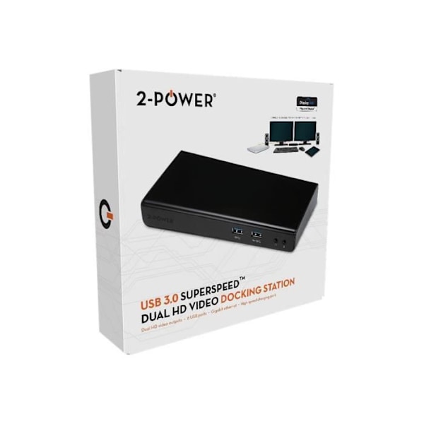 2-Power USB 3.0 Dockningsstation för dubbla skärmar - GigE