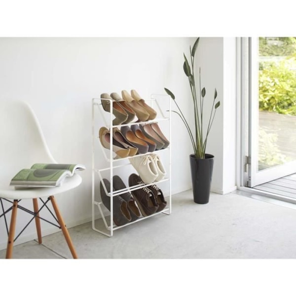 Yamazaki Home Skostativ 4 Etagers Skostativ Hvid 53,0 x 80,0 x 17,5 cm hvid