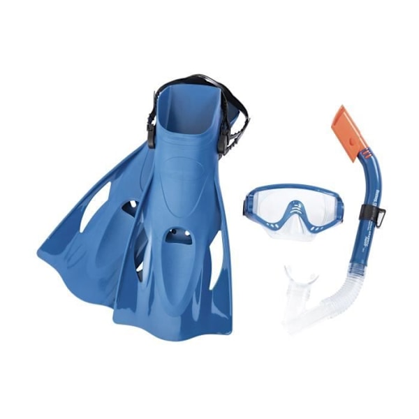 BESTWAY Meridan Snorkel Mask + Snorkel + Finner Sæt 43/46 - 2 assorterede farver Grå eller blå