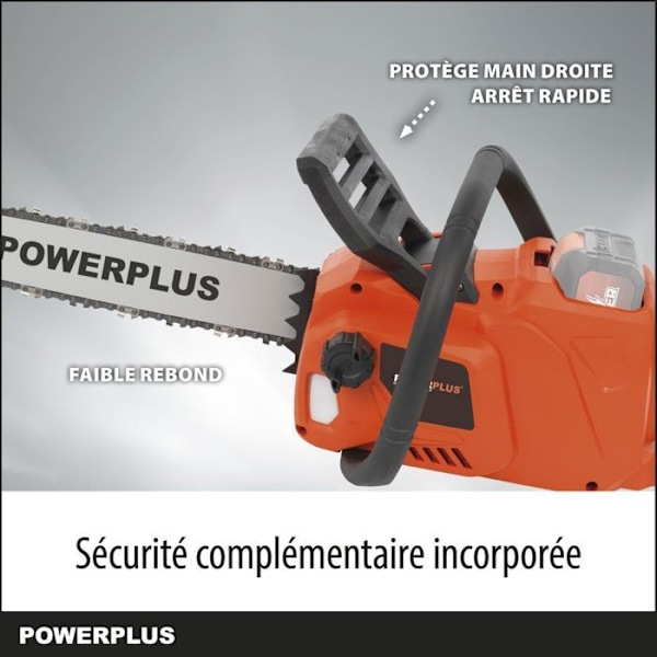 Batteridrevet kædesav Powerplus Dual Power POWDPG7576 - 40V, 350mm skær, uden batteri eller oplader orange
