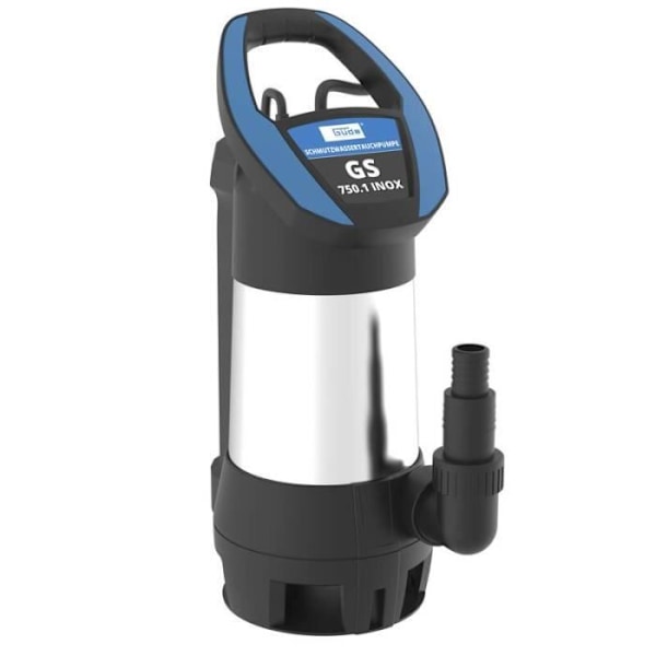 Dykpumpe til snavset vand - GUDE - GS 750.1 INOX - 750 watt - 15000 l/h - Blå blå, sølv og sort