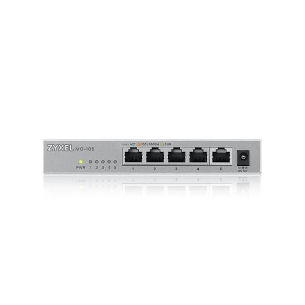 Autonom switch Zyxel Mg-105 - 5 porte 2.5G - Vægbeslag - 25 Gbit/s Stål