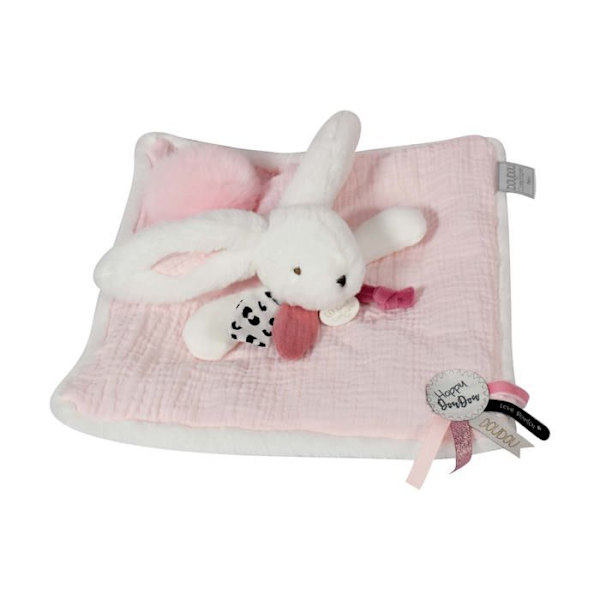 Doudou og Kompagni - Doudou Kanin - 25 cm - Hvid/rosa