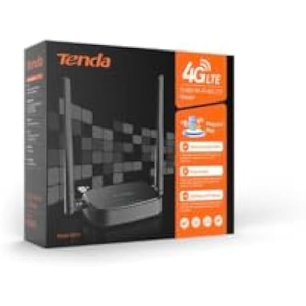 Tenda N300 Wi-Fi 4G LTE 4G05 -reititin - Yhteensopiva älypuhelimien kanssa - 2,4 GHz:n taajuuskaista musta