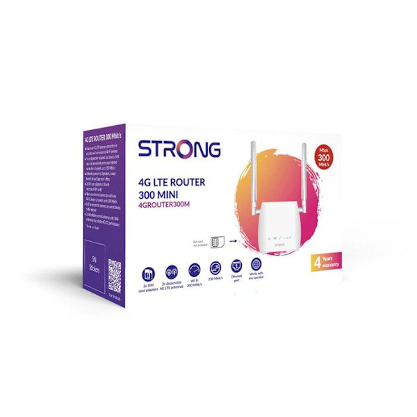 4G LTE Wifi-router - STRONG - 300 Mbps - Avtagbara antenner - Lätt att installera - RJ45 Vit