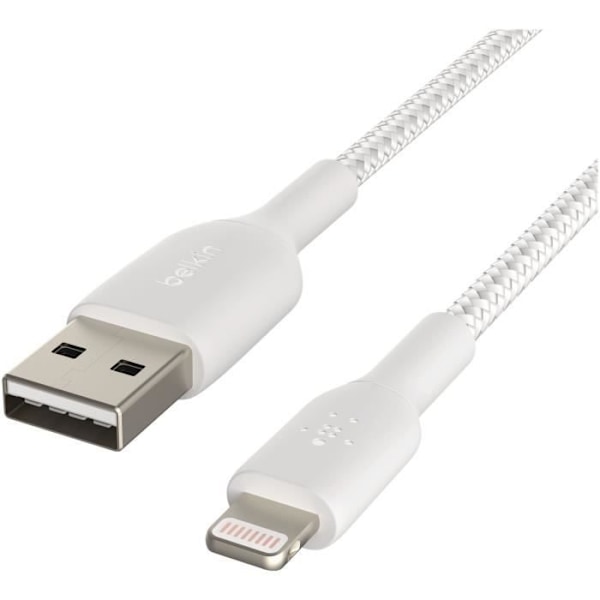 BELKIN - kaapeli - Punottu kaapeli Lght USBA 2M valkoinen - B