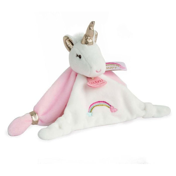 Doudou unicorn DOUDOU ET COMPAGNIE - Lucie the unicorn - Bløde materialer og glitrende guld-detaljer hvid og rosa