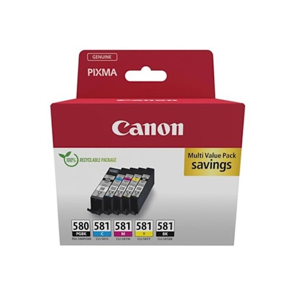 Canon PGI-580BK/CLI-581 blækpatron - Pakke med 5