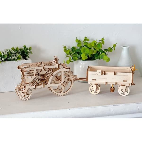 Traktor + Släp Modell / 3D Pussel Mekanisk Motoriserad