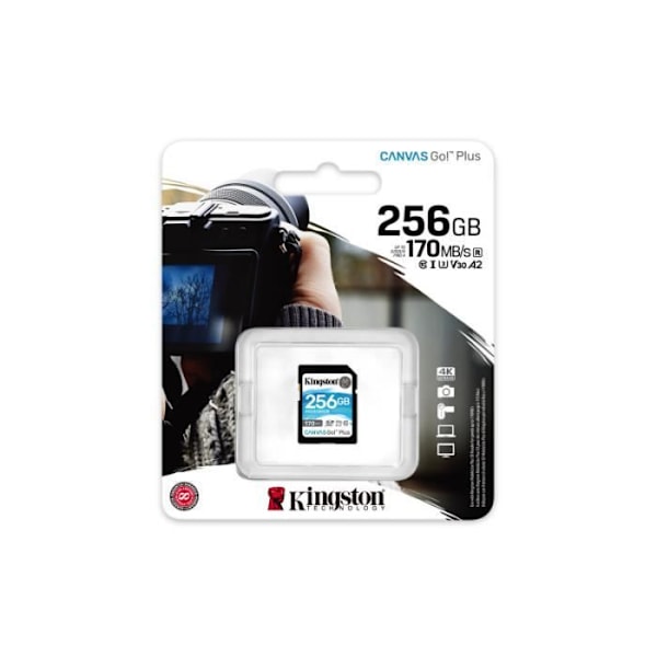 Kingston SDG3/256 Gt SD-kortin muistikortti (256 Gt SDXC Canvas Go Plus 170R C10 UHS-I U3 V30 )