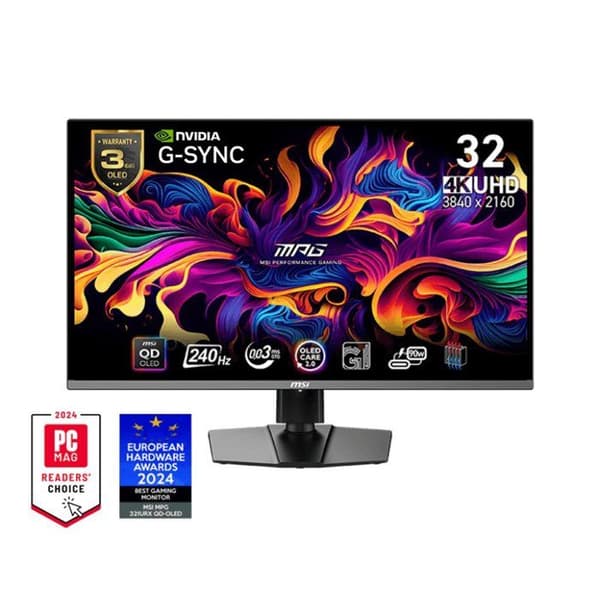 Spel-PC-skärm - MSI - 31,5" - UHD - 240Hz - QD-OLED-panel - 0,03ms - Höj- och sänkbar - MPG 321URX QD-OLED