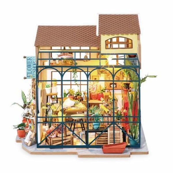 Emily's Flower Shop Model Kit - Robotime - DG145 - Gul - Barn - Blandet