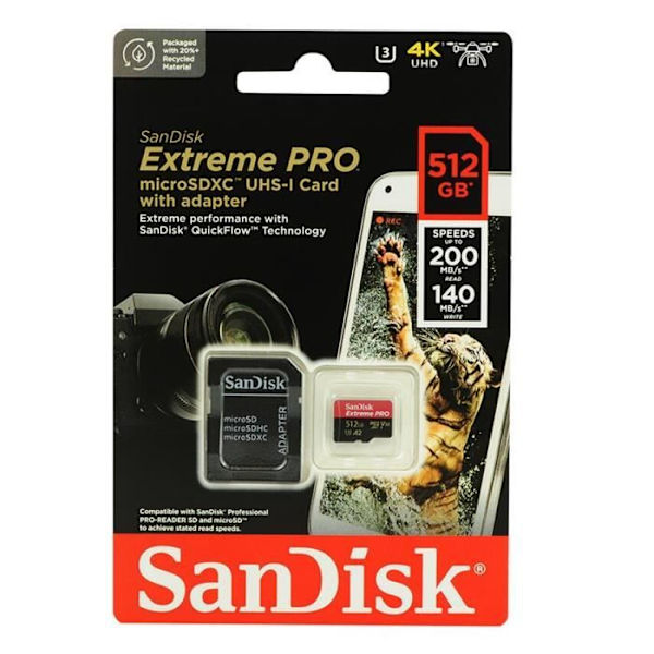 Muistikortti - SanDisk - Extreme Pro - 512Go - 200MB/S - UHS-I U3 V30