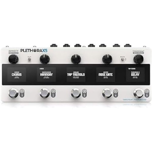 Pédalbord Multi-Effekter - TC Electronic - Plethora X5 - 127 Kombinationer - 5 Samtidiga Effekter - Intuitiva Switchar Mörkgrå