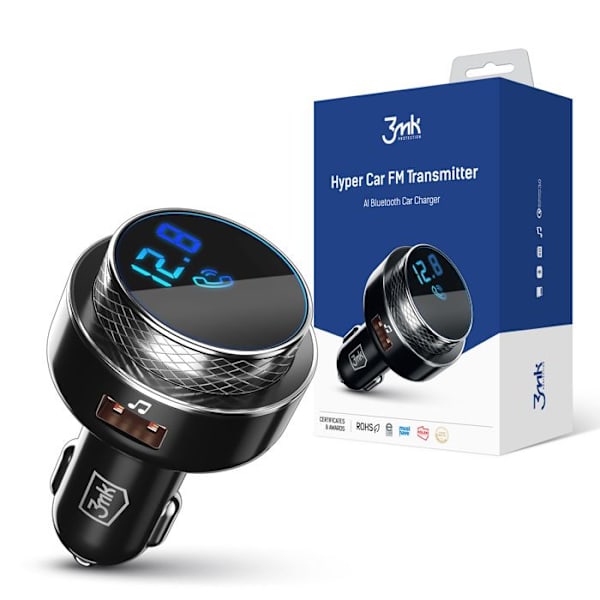 Lisävarusteet - FM-lähetin 3mk Hyper Car 23 W QC USB 2 A Musta/Hopea