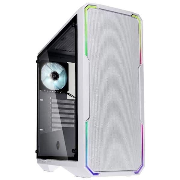 BitFenix Enso Mesh (Hvid) - Mellemtårnetui - RGB-baggrundslysstyringssystem - sidevindue i hærdet glas ( Sort, Hvid