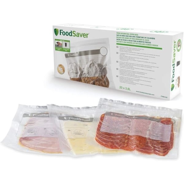FOODSAVER återanvändbara vakuumpåsar med stängning 3,8 l Paket med 20 Transparent