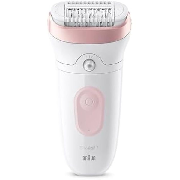 Braun Silk-épil 7 elektrisk epilator til kvinder med bredt hoved til enkel, vådt og tørt hårfjerning - Hvid Hvid/Pink