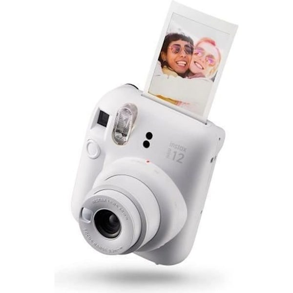 FUJIFILM Instax Mini 12 -pikakamera savivalkoisena, kirkkaat valokuvat automaattisella valotuksella, ihanteellinen