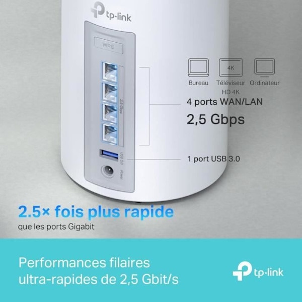WiFi 7 Mesh System BE9300 - TP-Link - Deco BE65 - 11000 Mbit/s - Tri-Band - WPA3