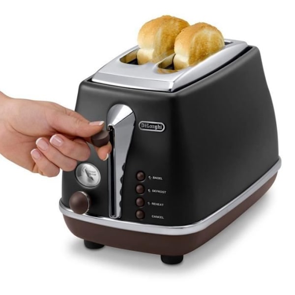 DELONGHI CTOV 2103.BK Icona Vintage leivänpaahdin - musta ja ruskea Sort og brun