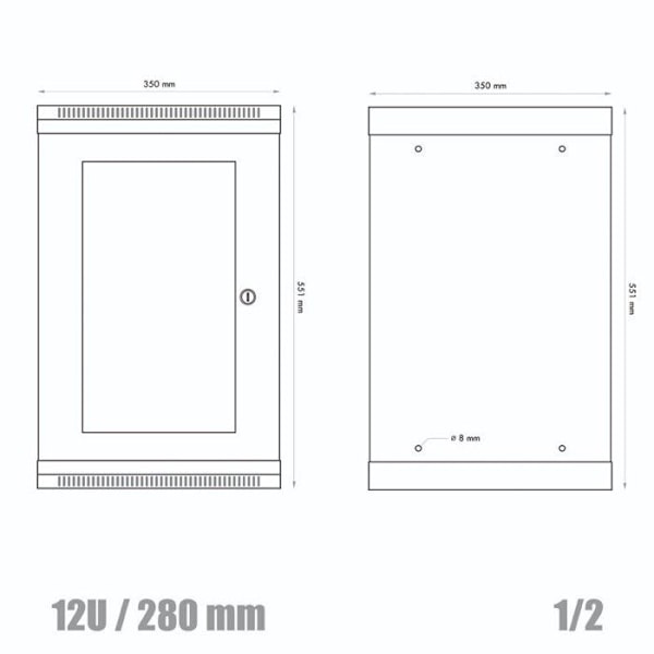 Datacom 10 12U/280 mm (lasia) musta