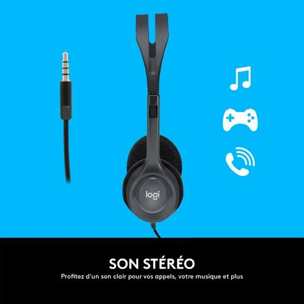 LOGITECH - Stereo H111 langalliset kuulokkeet - harmaa