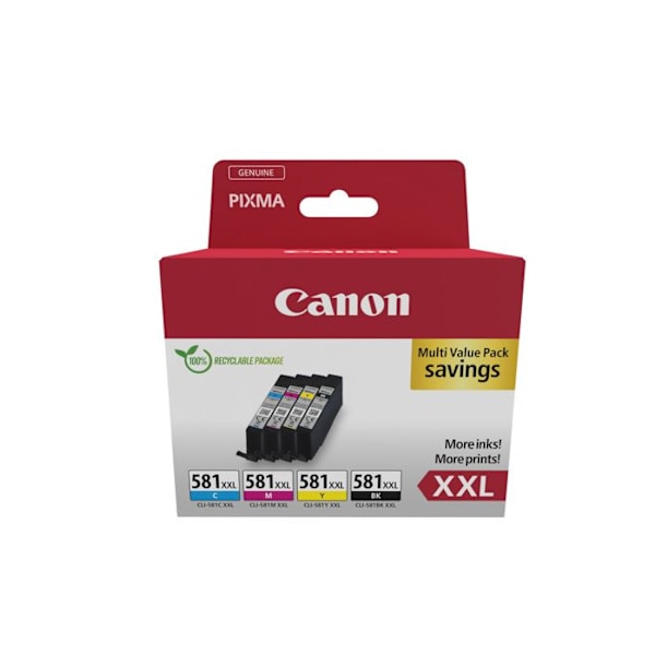 Tonerpatron - CANON - Ink/CLI-581XXL - Blæk - Multifarvet - Pakke med 4