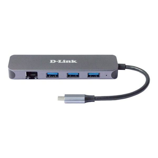 Hub USB-C 5-i-1 - D-Link - DUB-2334 - 3 porte USB 3.2 - Gigabit Ethernet - Auto-drevet