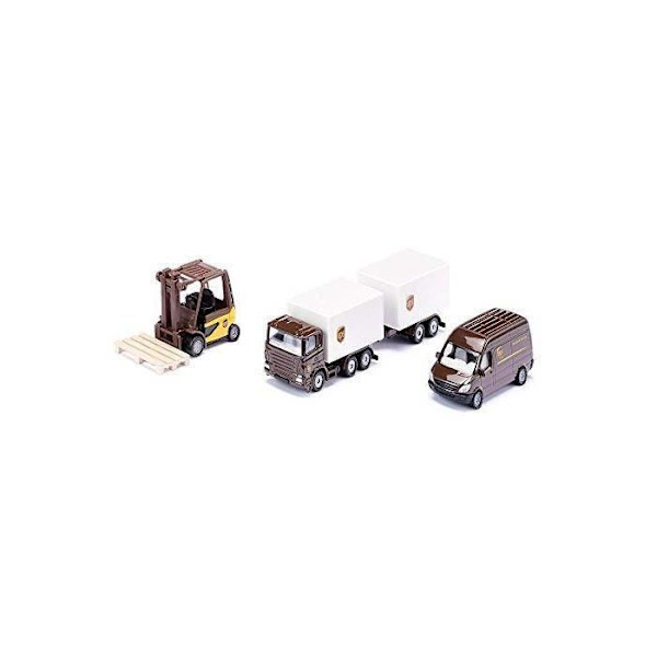 UPS Logistics Kit - SIKU - 3-akselinen haarukkatrukki, kuljetin ja traktori - Useita toimintoja Flerfarvet