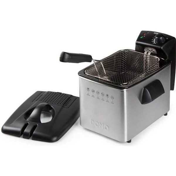 Frituregryde - DOMO - 4L - 3000W - Variabel temperatur - Eleffekt - Kapacitet Rustfrit stål