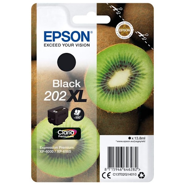 EPSON 202XL blækpatron - 13,8 ml - Sort - Expression Premium XP-6000, XP-6005, XP-6100, XP-6105