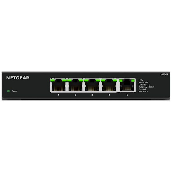 Ustyret Ethernet-switch - Netgear - MS305-100EUS - 2.5G - 5 porte - Sort Sort