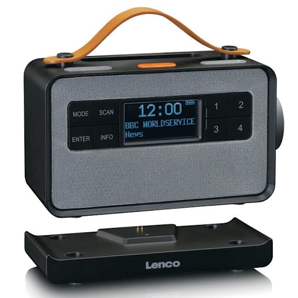Lenco PDR-065BK - Kannettava DAB+/FM-radio "EASY"-toiminnolla - Musta sort