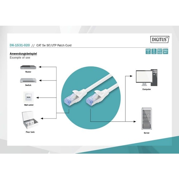 Liitäntäkaapeli - ASSMANN - DK-1531-020 - RJ-45 (M) - 2 m - SFTP - CAT 5e