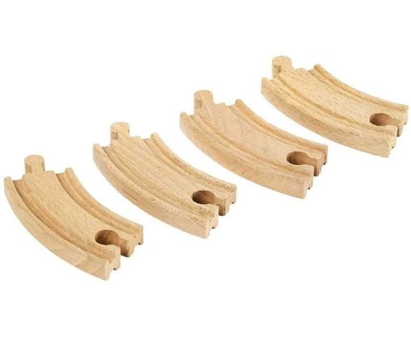 Små böjda skenor - BRIO - Set med 4 element i bokträ - Blandat - Inredning kastanj