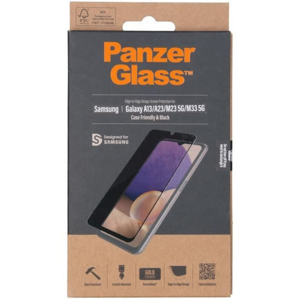 Fodralvänlig Samsung Galaxy A13 (4G) Skärmskydd av härdat glas PanzerGlass Transparent
