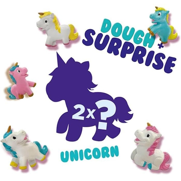 Surprise Modeling Dough Set: 2 överraskningsenhörningar Neonrosa, lila glitter